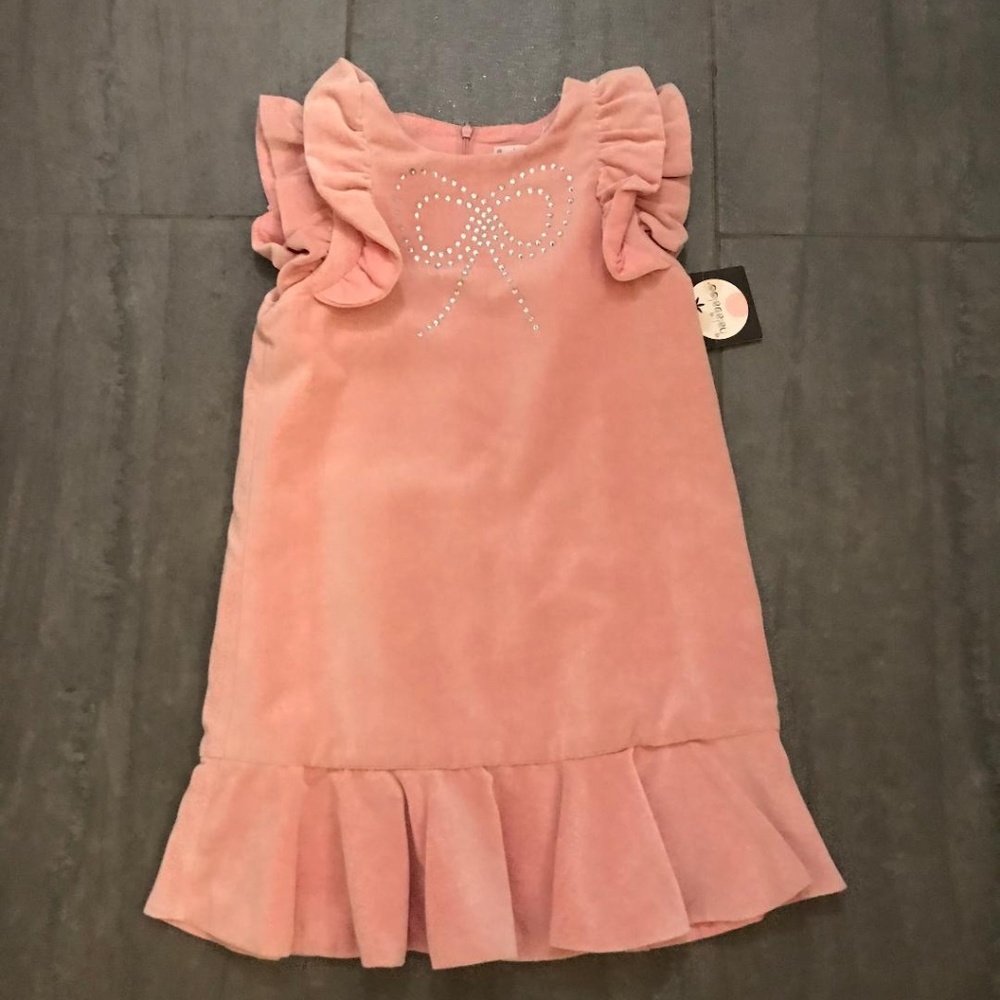Halabaloo Pink Velvet Girls Dress